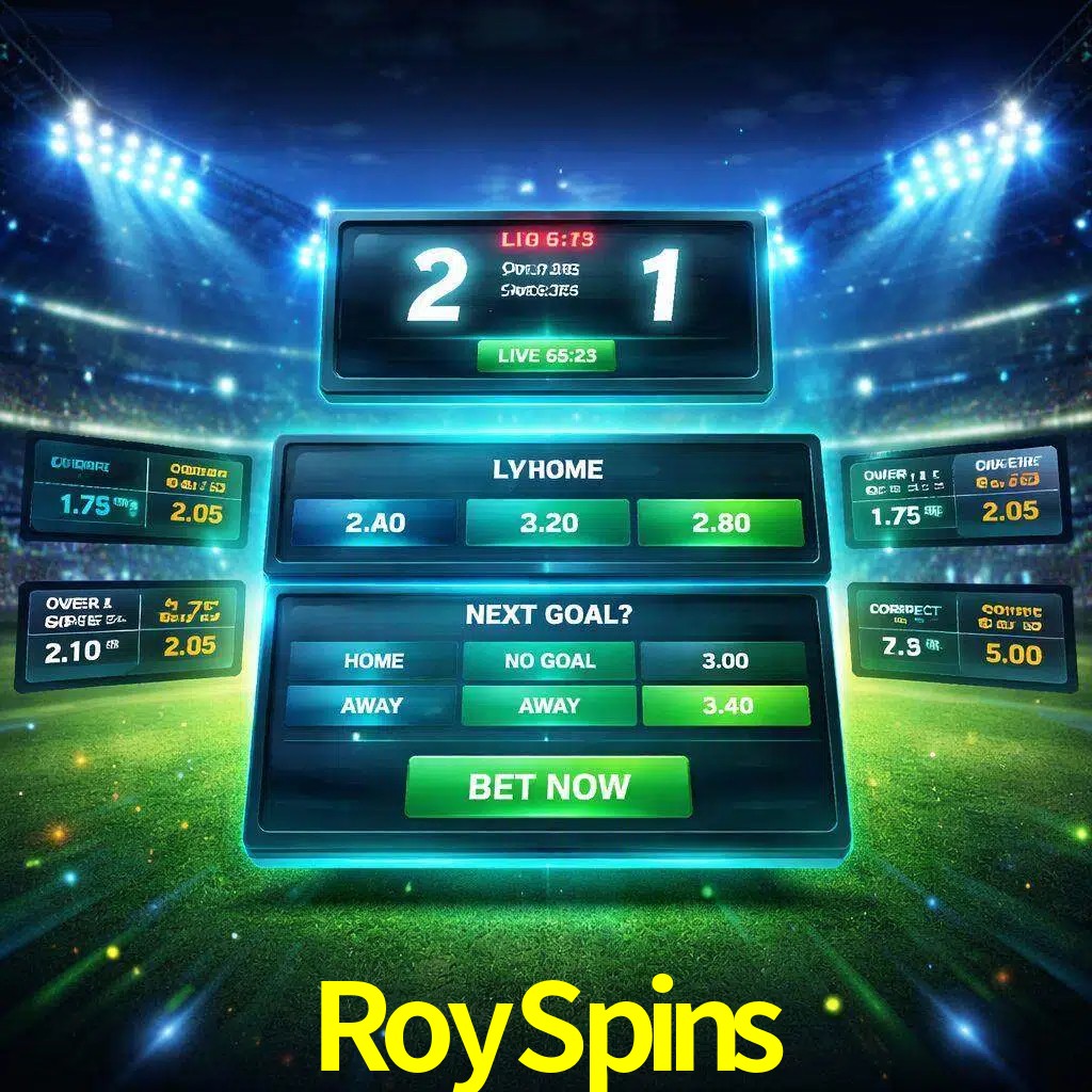 Vista de apuestas en vivo RoySpins durante un partido en curso
