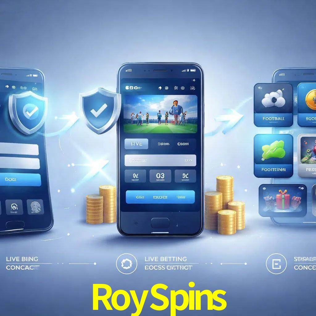 Pasos de acceso a la app RoySpins en pantalla de teléfono móvil
